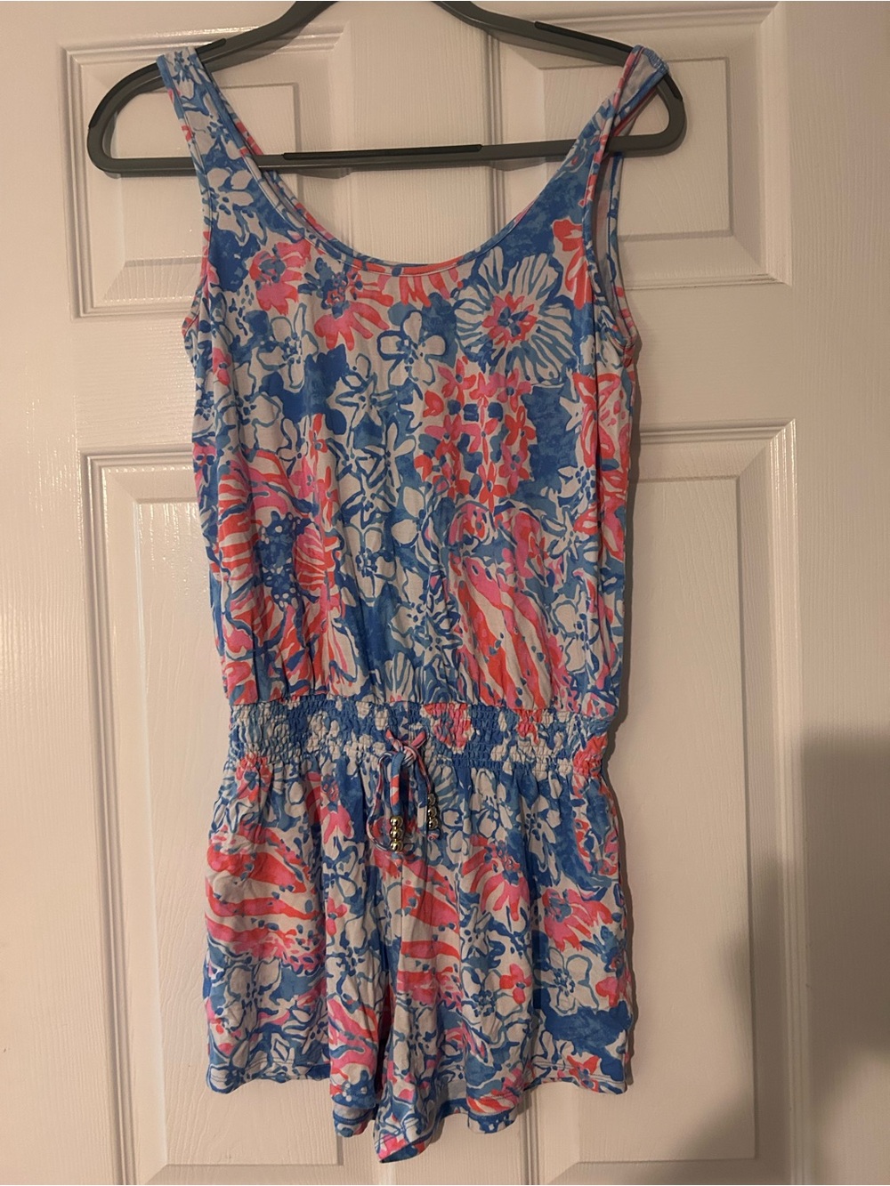 Lilly Pulitzer Blue and Pink Floral Tank Romper